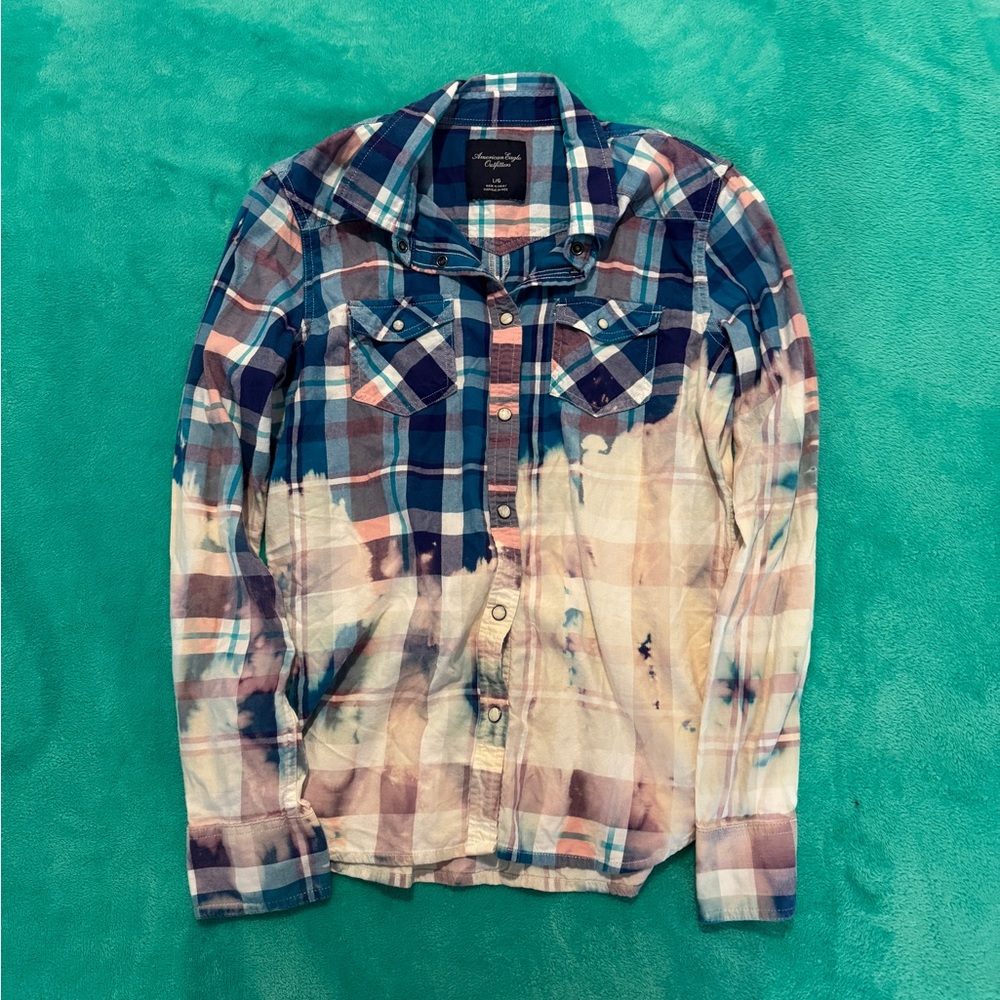 Bleached Blue Plaid Shirt